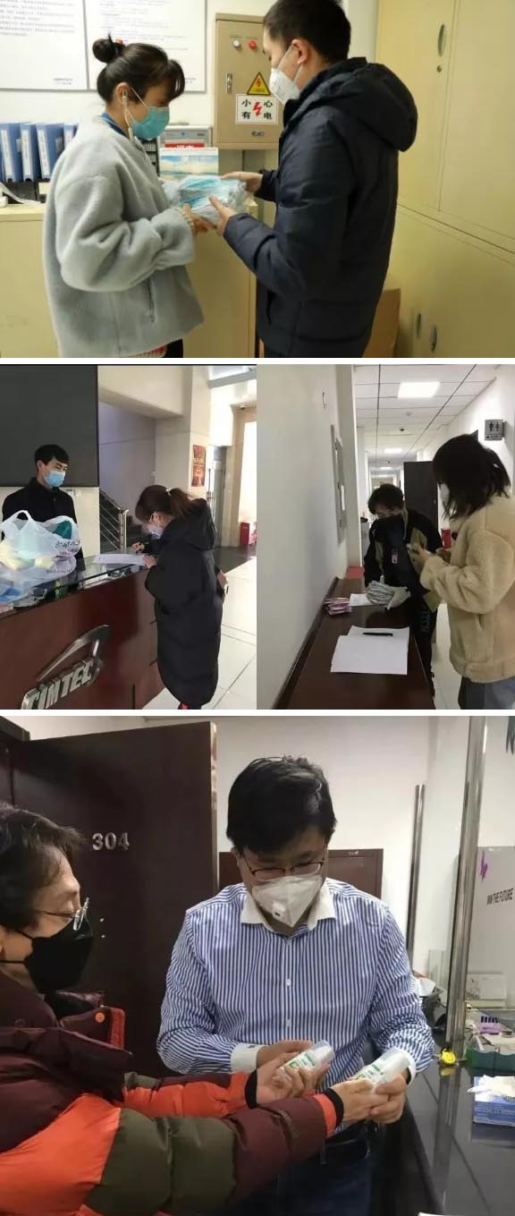 發放防護物資：口罩、手套、消毒液、洗手液